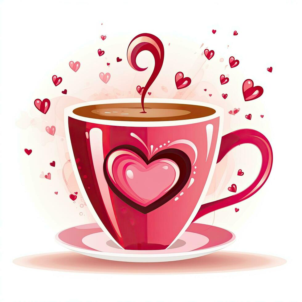 Cup of coffee with heart. Valentine's Day, Coffee Valentines Day clipart, AI Generated photo