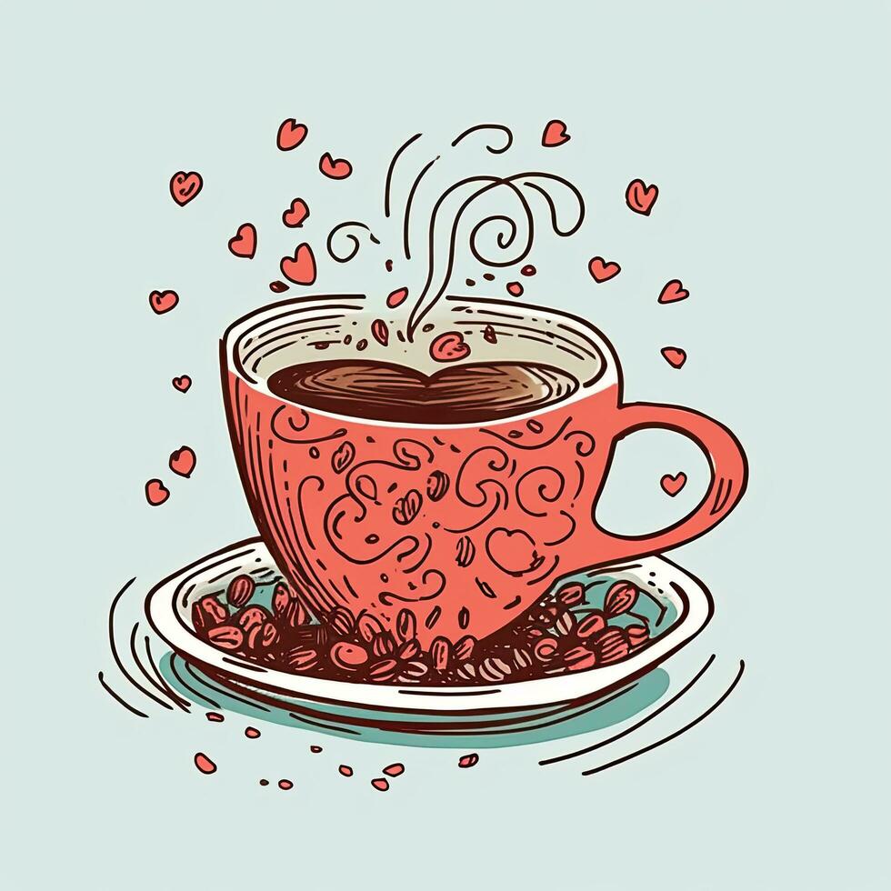 Cup of coffee with heart-shaped sprinkles.   Coffee Valentines Day clipart, AI Generated photo