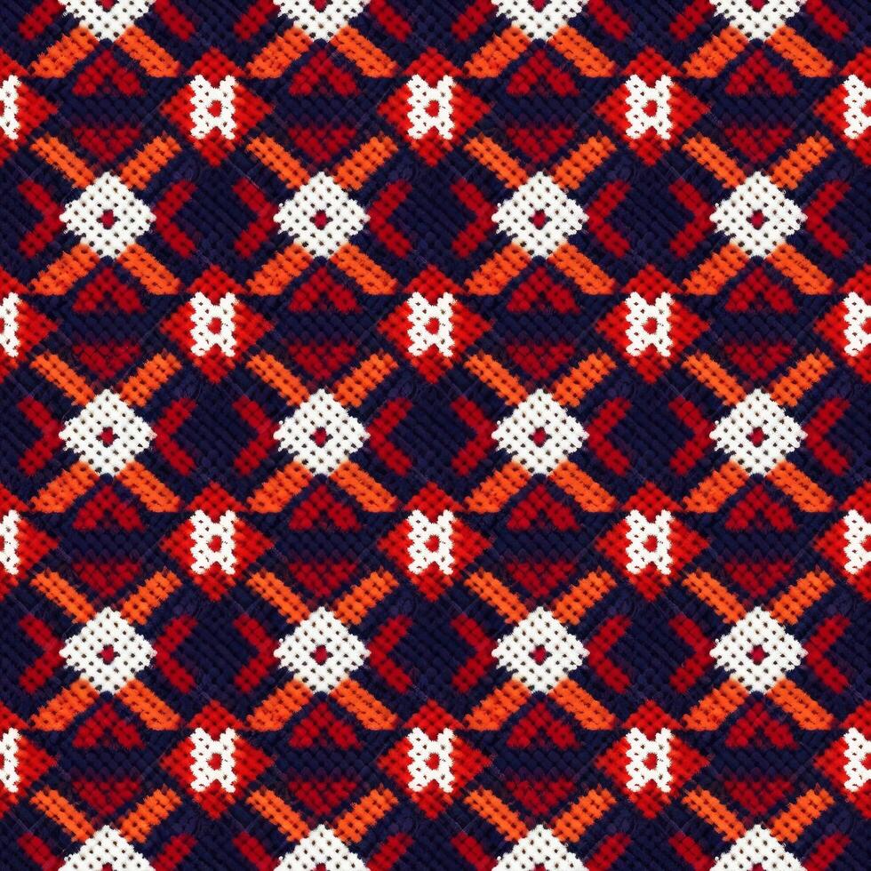 Fabric knitted seamless pattern with geometric shape spots. bright colors background for knitwear design or print, modern strips mat, illustration photo