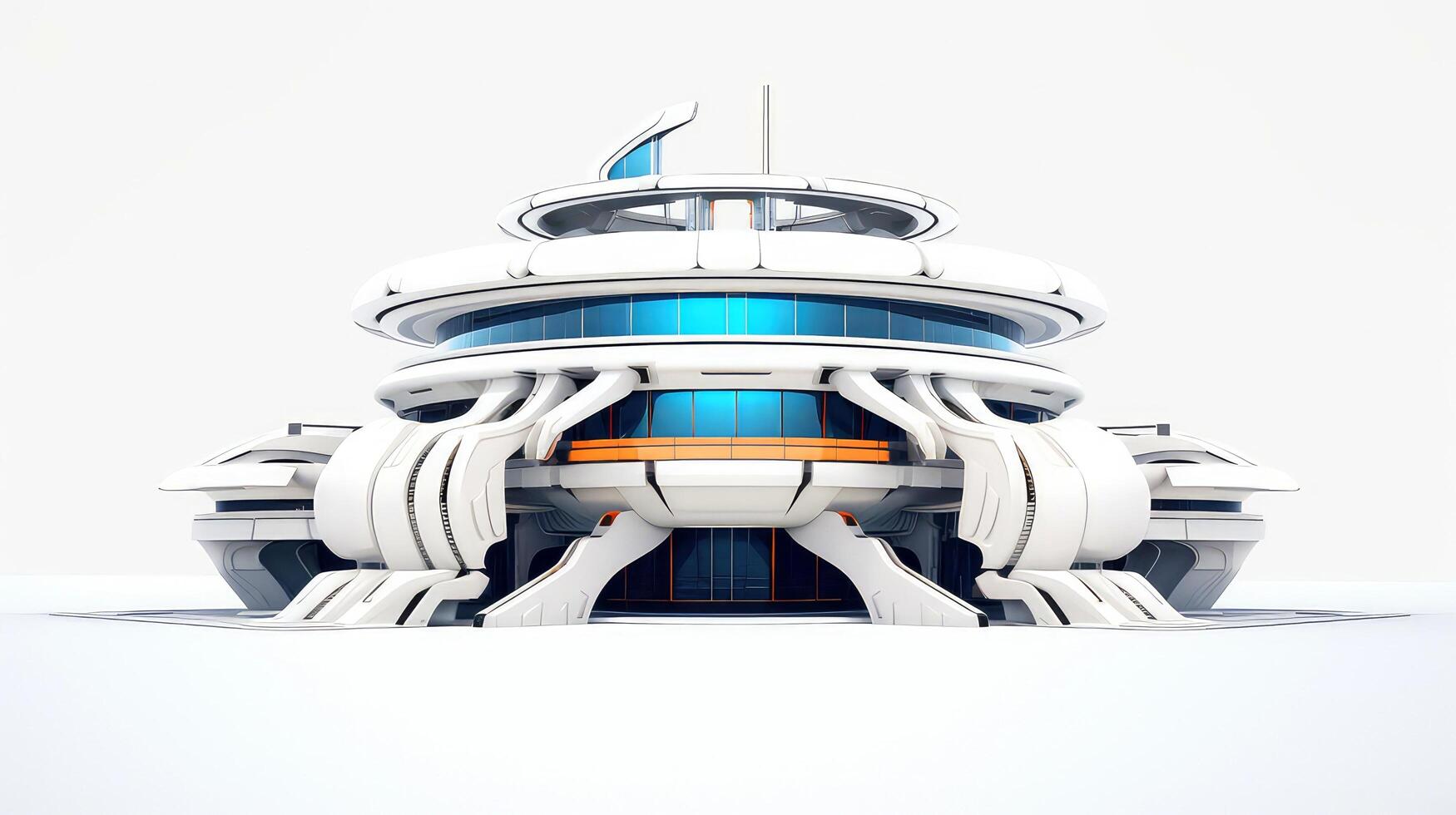 3D futuristic sci-fi white city architecture with organic skyscrapers, for science fiction or fantasy backgrounds, Abstract building, illustration photo