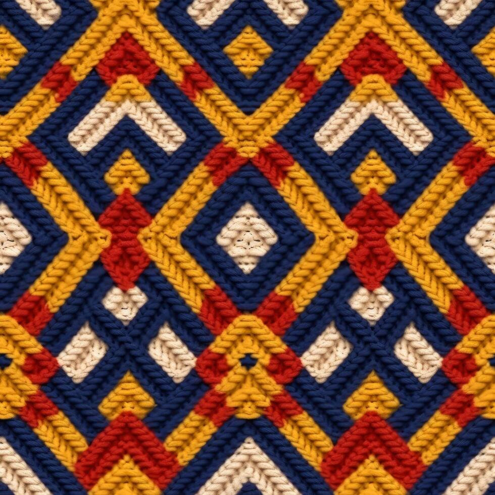 Fabric knitted seamless pattern with geometric shape spots. bright colors background for knitwear design or print, modern strips mat, illustration photo