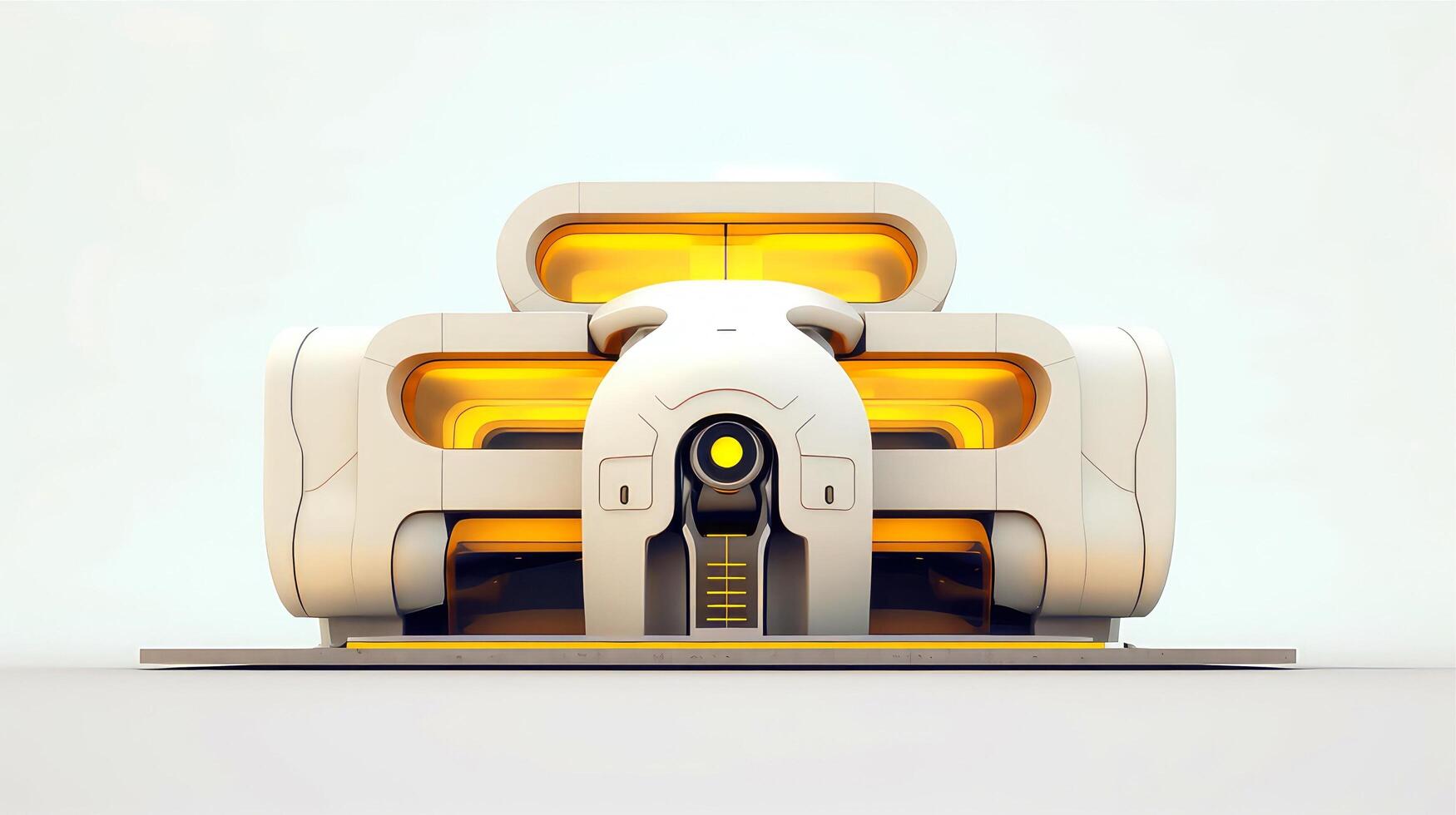3D futuristic sci-fi white yellow city architecture with organic skyscrapers, for science fiction or fantasy backgrounds, Abstract building, illustration photo