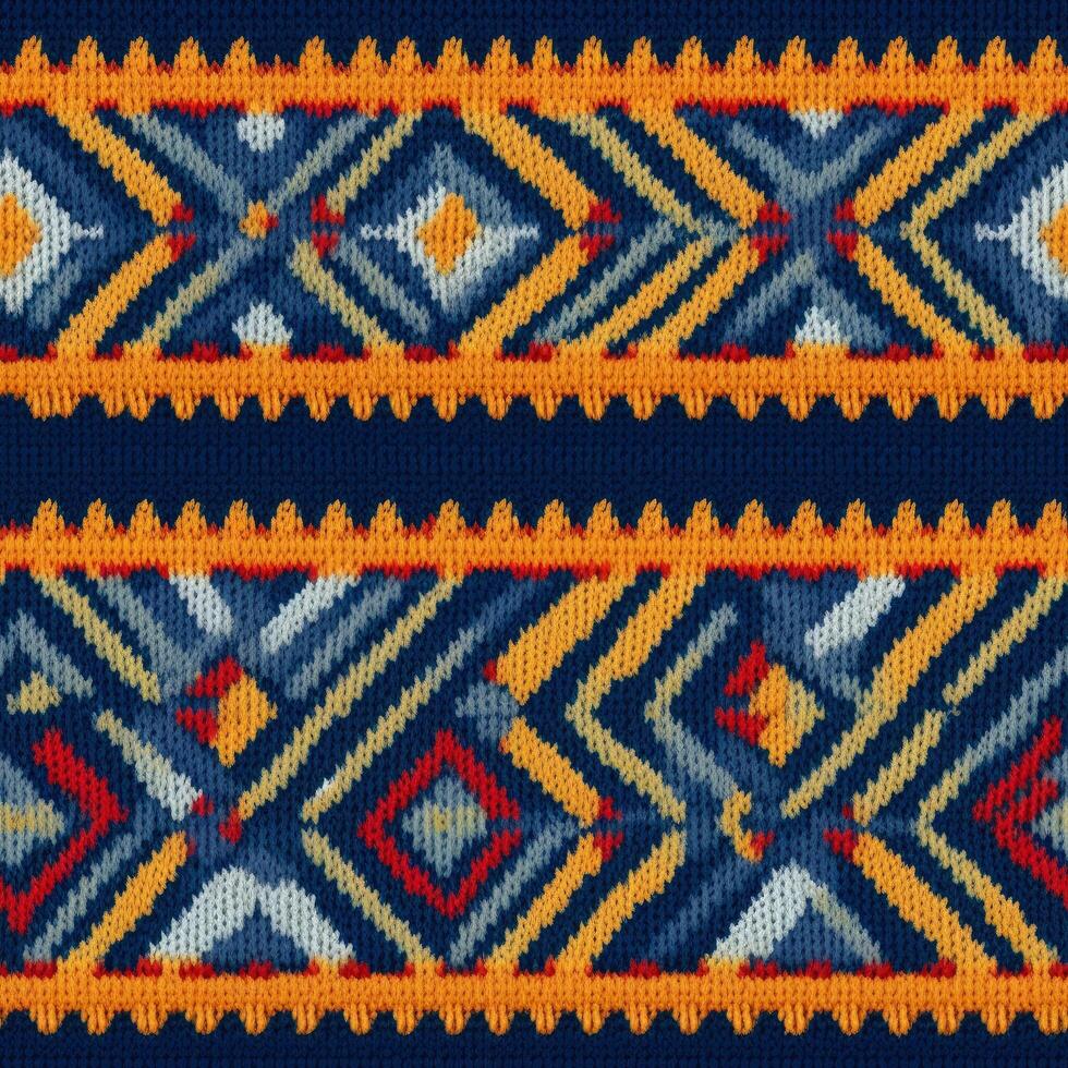 Fabric knitted seamless pattern with geometric shape spots. bright colors background for knitwear design or print, modern strips mat, illustration photo