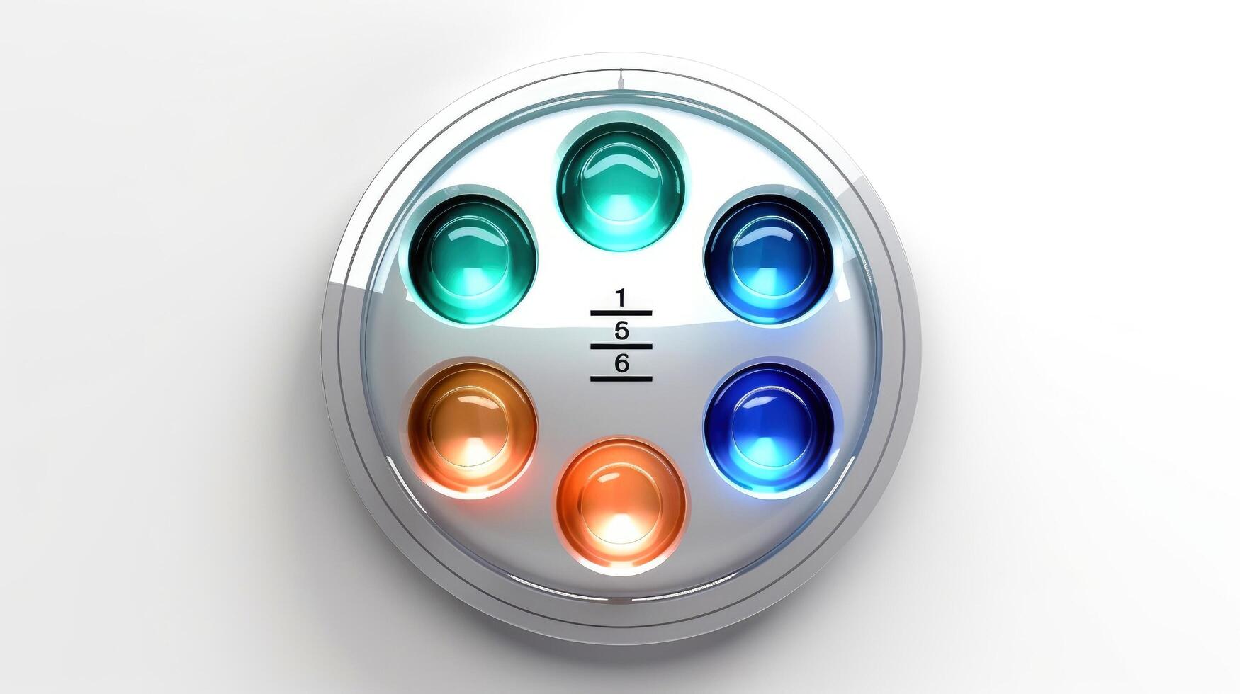 Abstract 3d button, aim control and digital interface, button technology and future tech game, target borders and metallic frames, user data UI display button, illustration photo