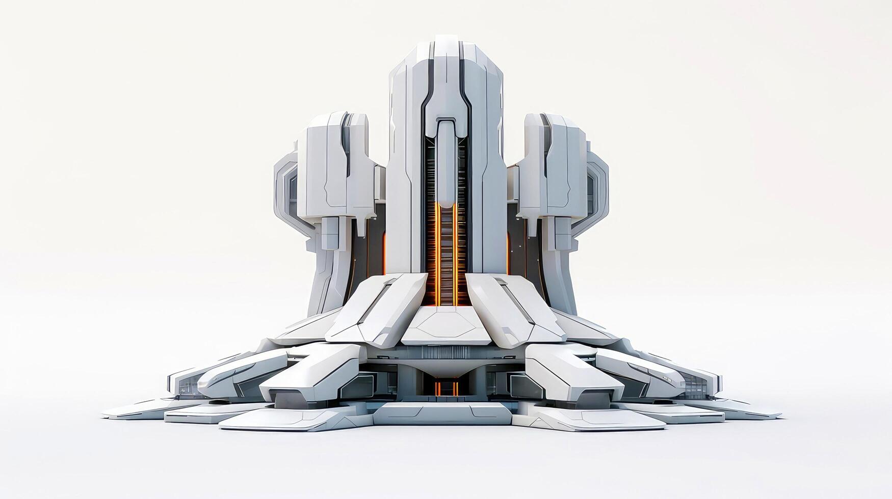 3d futurista ciencia ficción blanco ciudad arquitectura con orgánico rascacielos, para Ciencias ficción o fantasía antecedentes, resumen edificio, generativo ai ilustración foto