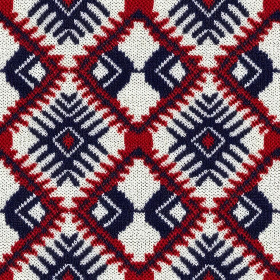 Fabric knitted seamless pattern with geometric shape spots. bright colors background for knitwear design or print, modern strips mat, illustration photo