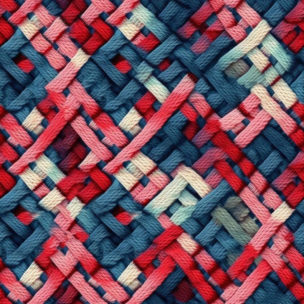 Fabric knitted seamless pattern with geometric shape spots. bright colors background for knitwear design or print, modern strips mat, illustration photo