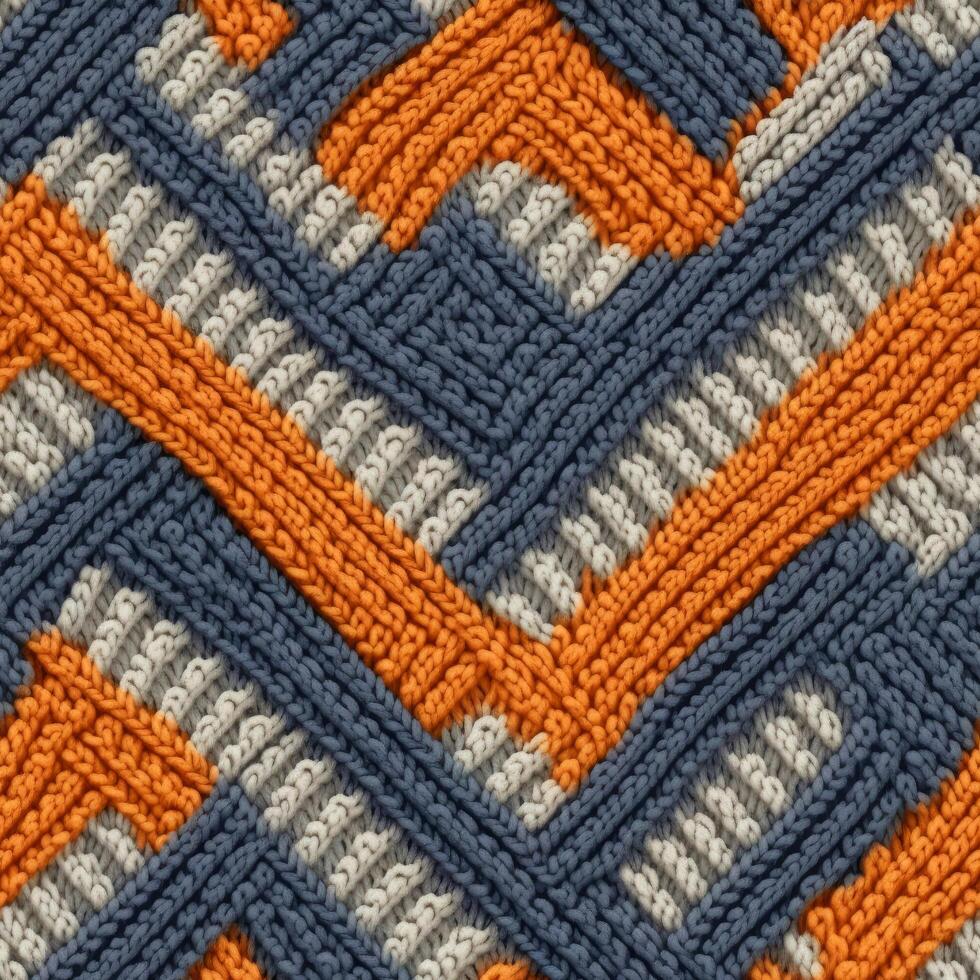 Fabric knitted seamless pattern with geometric shape spots. bright colors background for knitwear design or print, modern strips mat, illustration photo
