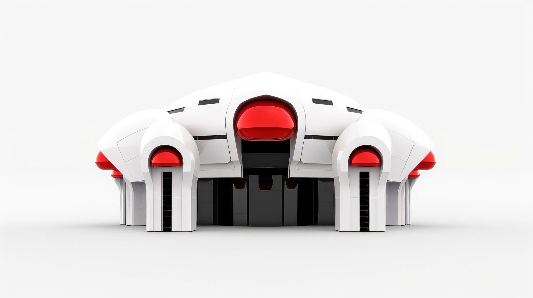 3D futuristic sci-fi white red city architecture with organic skyscrapers, for science fiction or fantasy backgrounds, Abstract building, illustration photo