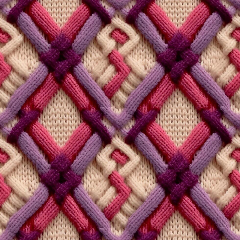 Fabric knitted seamless pattern with geometric shape spots. bright colors background for knitwear design or print, modern strips mat, illustration photo