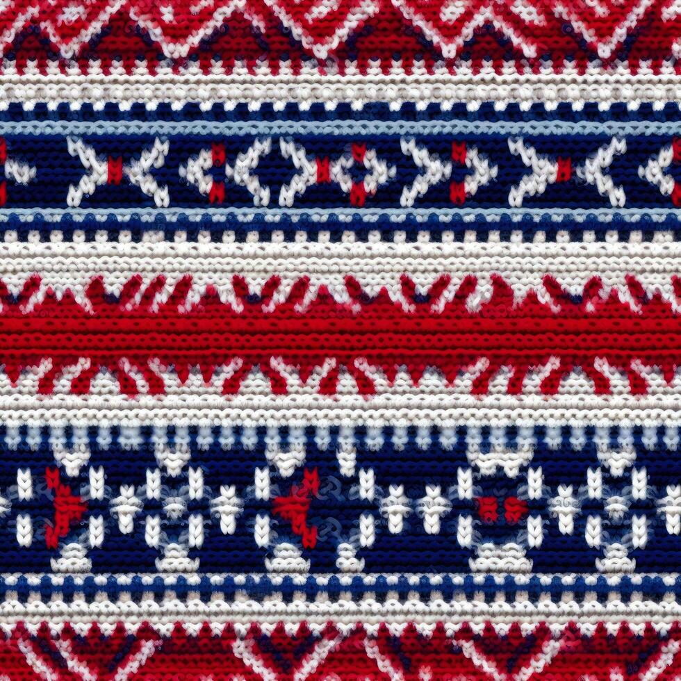 Fabric knitted seamless pattern with geometric shape spots. bright colors background for knitwear design or print, modern strips mat, illustration photo