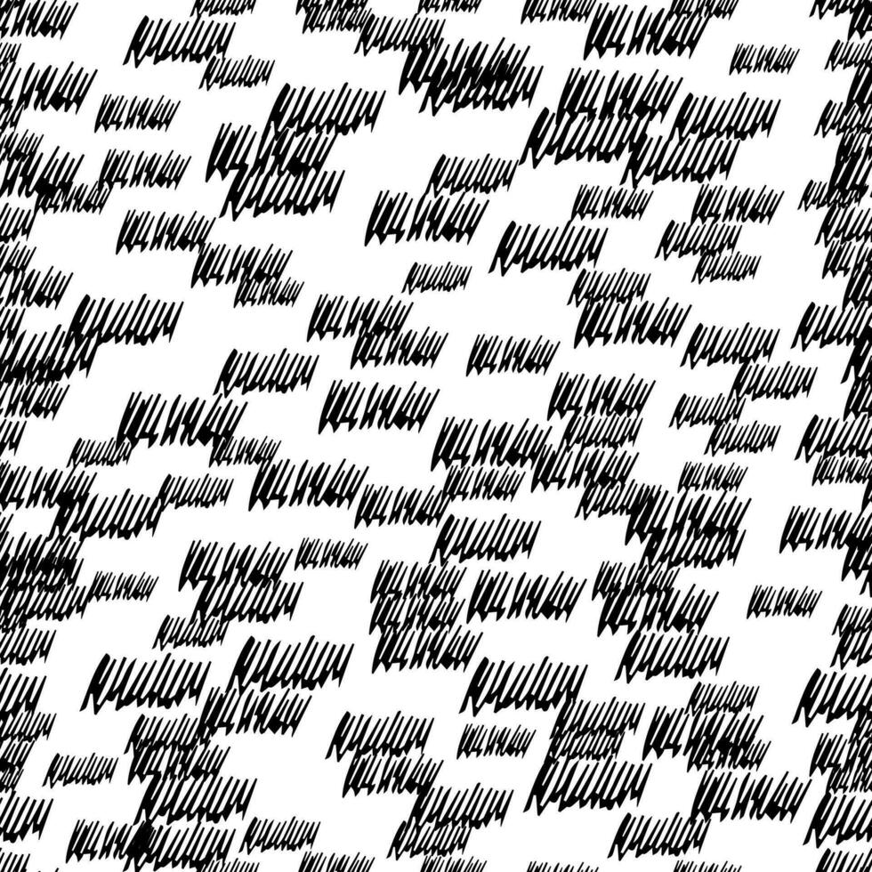 Seamless pattern with black pencil brushstrokes in abstract shapes on white background. Vector illustration