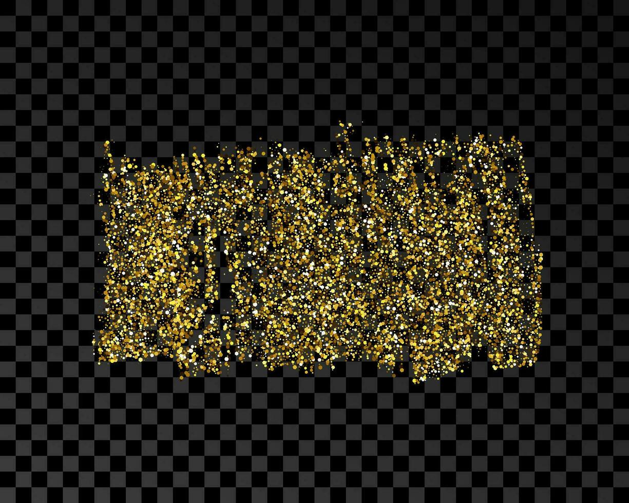 Hand drawn ink spot in gold glitter. Gold ink spot with sparkles isolated on dark vector