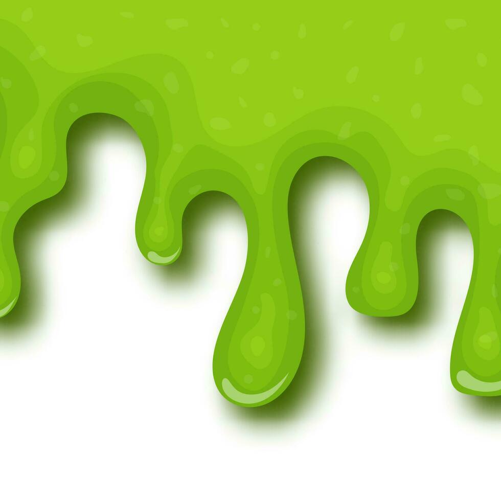 Green dripping liquid slime on white background. Vector illustration