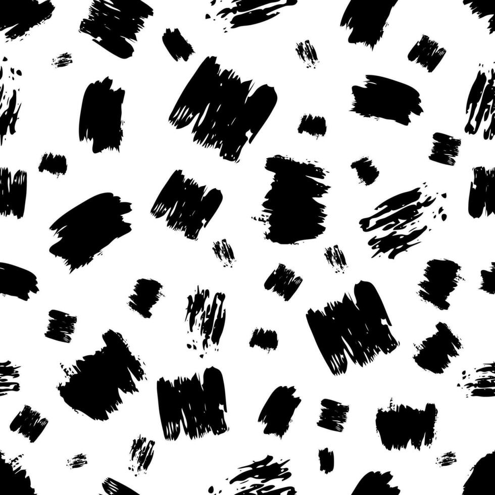 Seamless pattern with dark hand drawn scribble smear on white background. Abstract grunge texture. Vector illustration