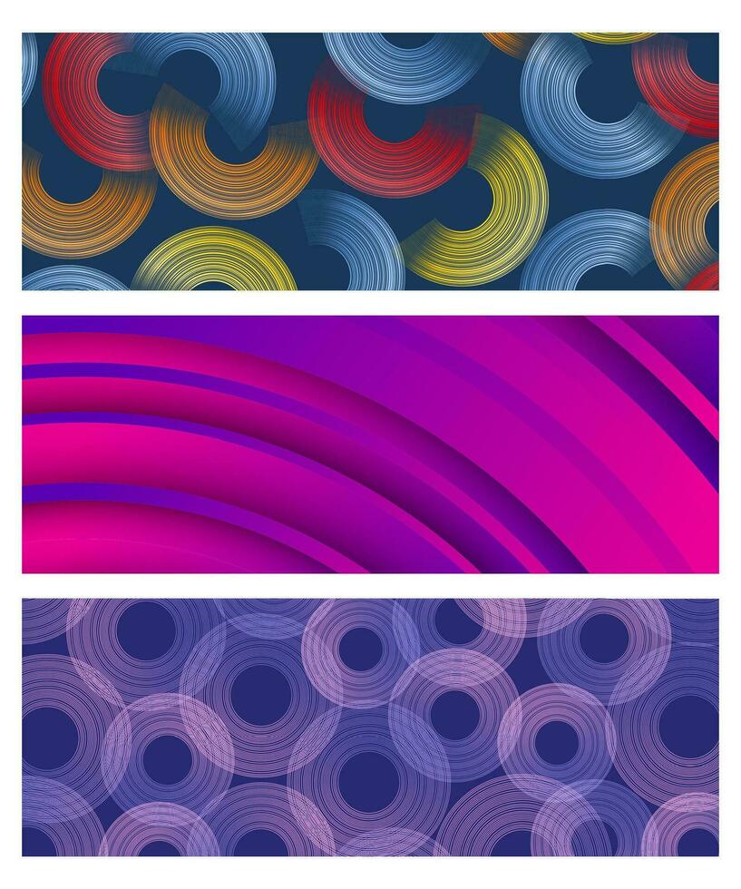 Abstract trendy geometric backgrounds. Banner design. Set of three beautiful futuristic dynamic pattern design. Vector illustration