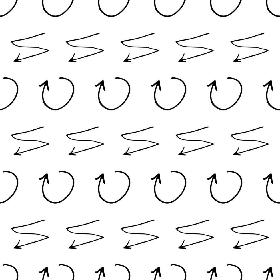 Seamless pattern with black pencil brushstrokes in abstract shapes on white background. Vector illustration