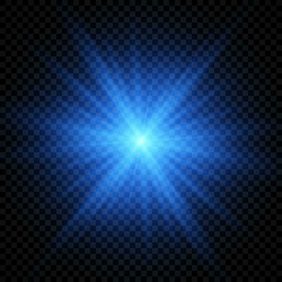 Light effect of lens flares. Blue glowing lights starburst effects with sparkles vector