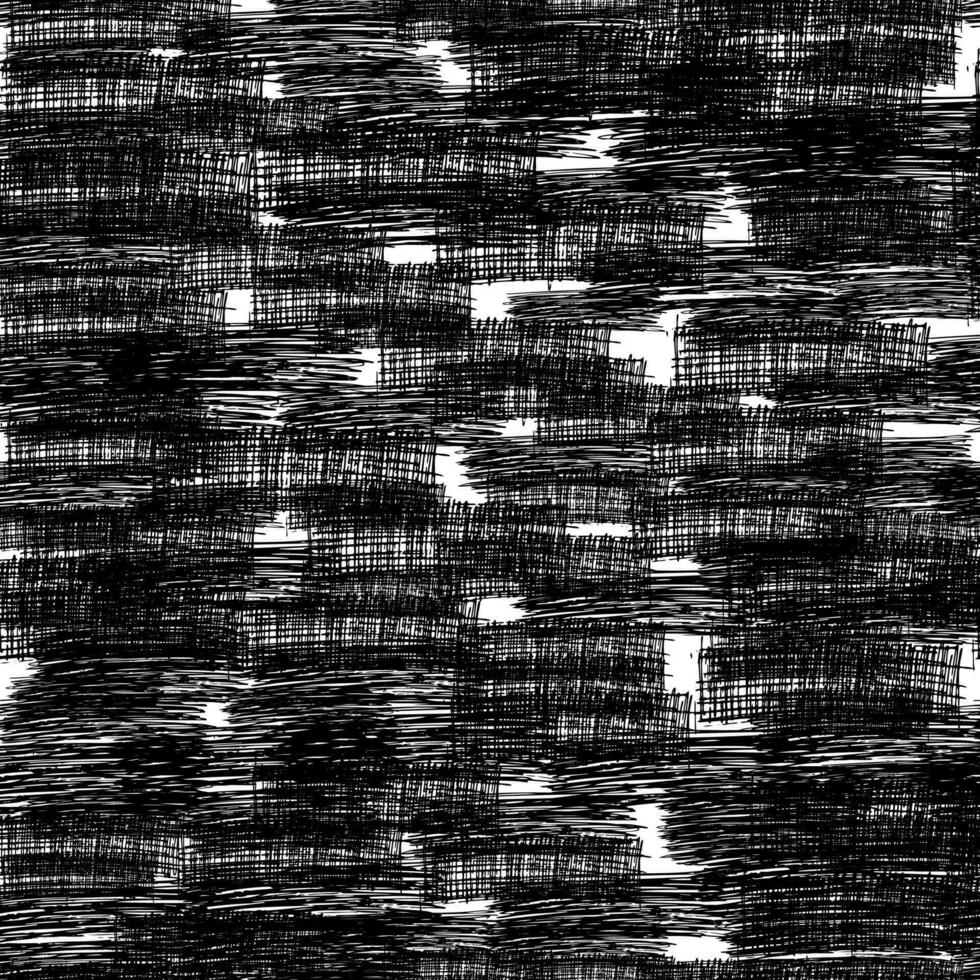 Seamless pattern with black pencil brushstrokes in abstract shapes on white background. Vector illustration
