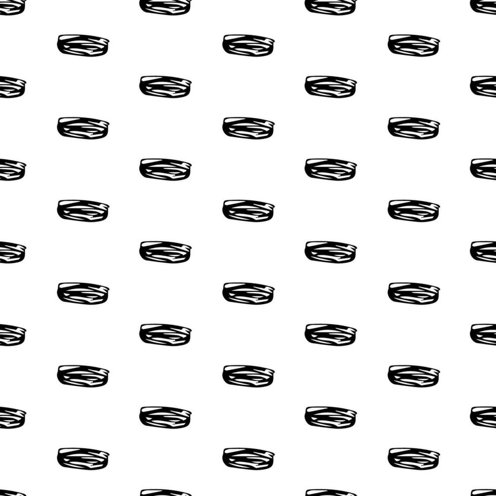 Seamless pattern with black sketch hand drawn brush scribble oval shape on white background. Abstract grunge texture. Vector illustration