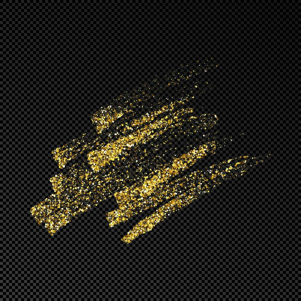 Hand drawn ink spot in gold glitter. Gold ink spot with sparkles isolated on dark vector