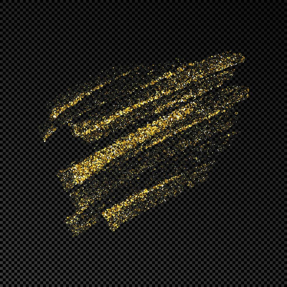 mano dibujado tinta Mancha en oro Brillantina. oro tinta Mancha con destellos aislado en oscuro vector