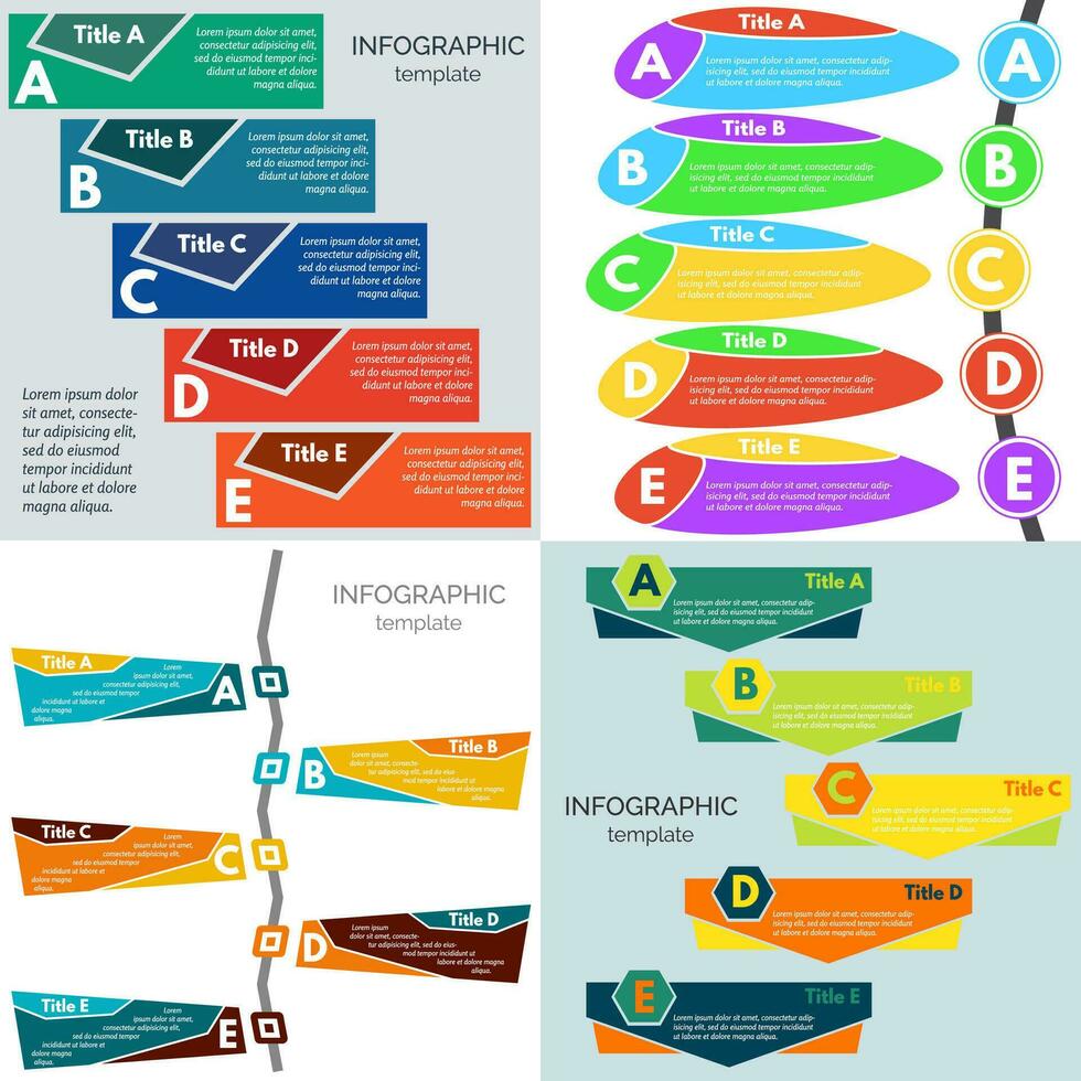 conjunto de cuatro elementos de infografía diseño. paso por paso infografía diseño modelo. vector ilustración