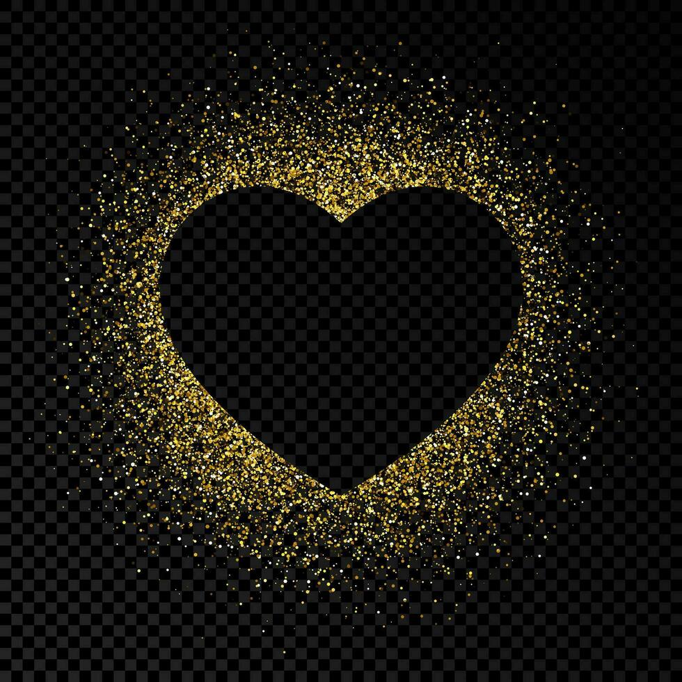 Heart shape frame with golden glitter vector