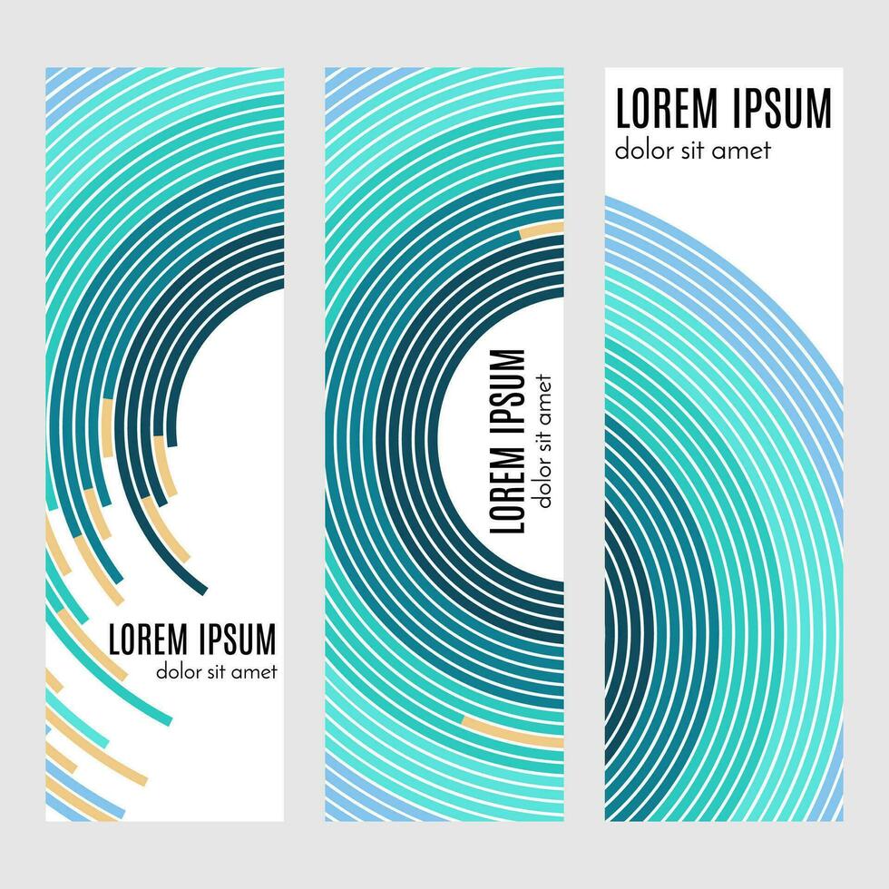 Set of abstract vertical header banners with curved lines and place for text. Colorful backgrounds for web design. Vector illustration