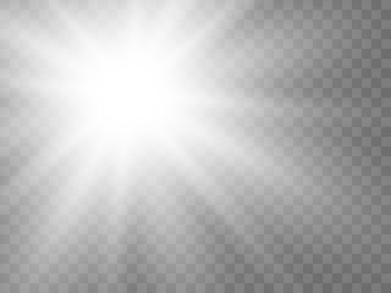 Sunlight on a background. Isolated white rays of light. Vector illustration