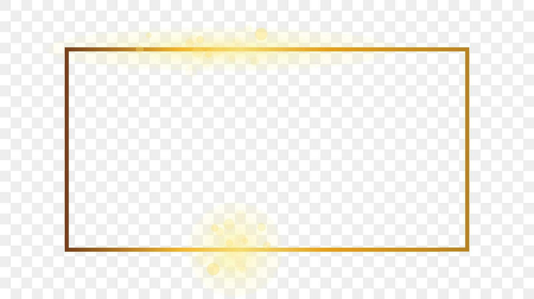 Gold glowing rectangular shape frame vector