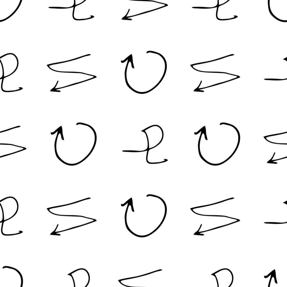 Seamless pattern with black pencil brushstrokes in abstract shapes on white background. Vector illustration