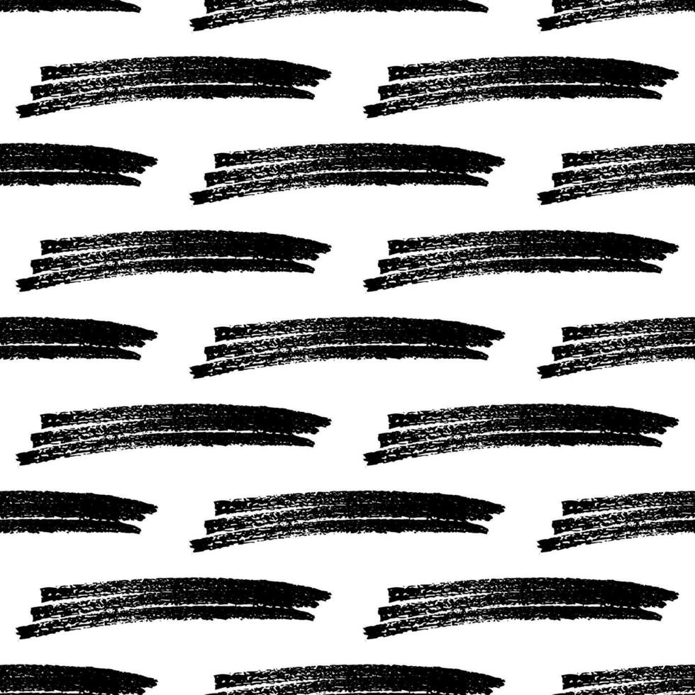 Seamless pattern with black pencil brushstrokes in abstract shapes on white background. Vector illustration