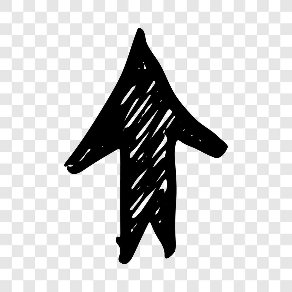 Black hand drawn arrow. Sketch of doodle arrow vector