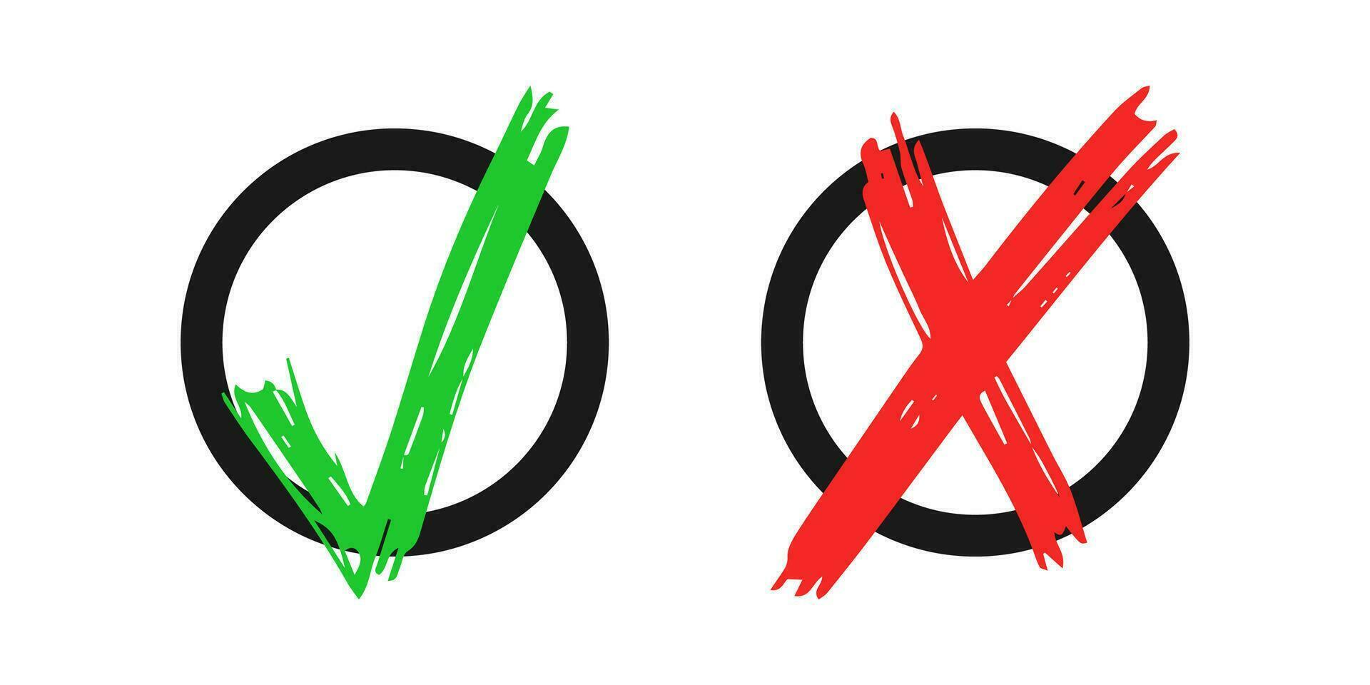 Hand drawn check and cross sign elements vector