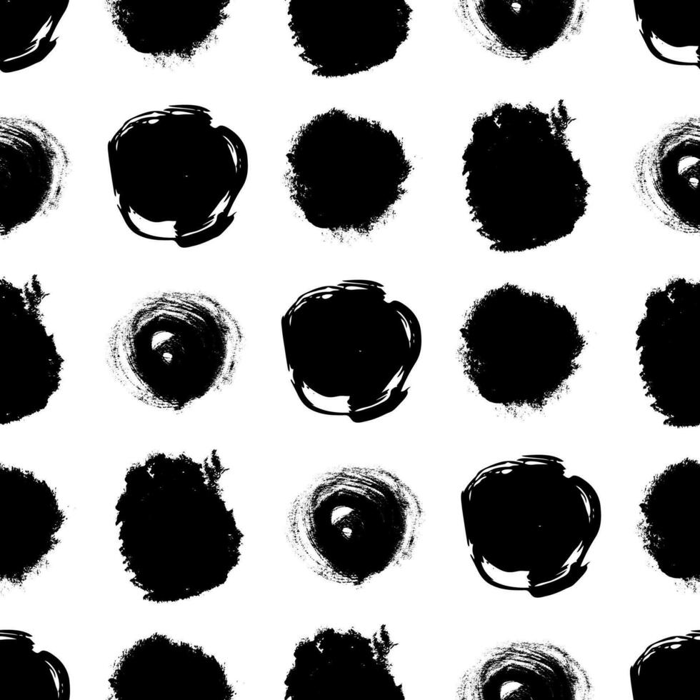 Seamless pattern with black sketch hand drawn pencil scribble circles shape on white background. Abstract grunge texture. Vector illustration