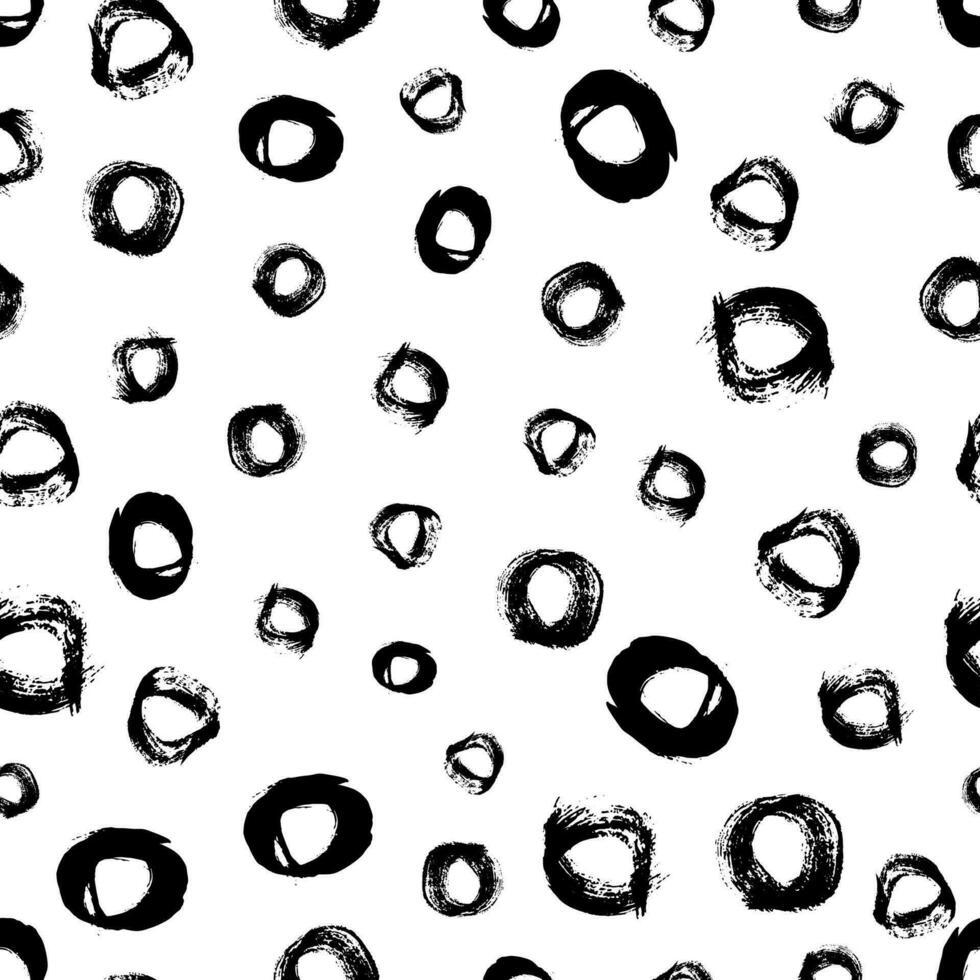 Seamless pattern with black sketch hand drawn brush scribble circles shape on white background. Abstract grunge texture. Vector illustration