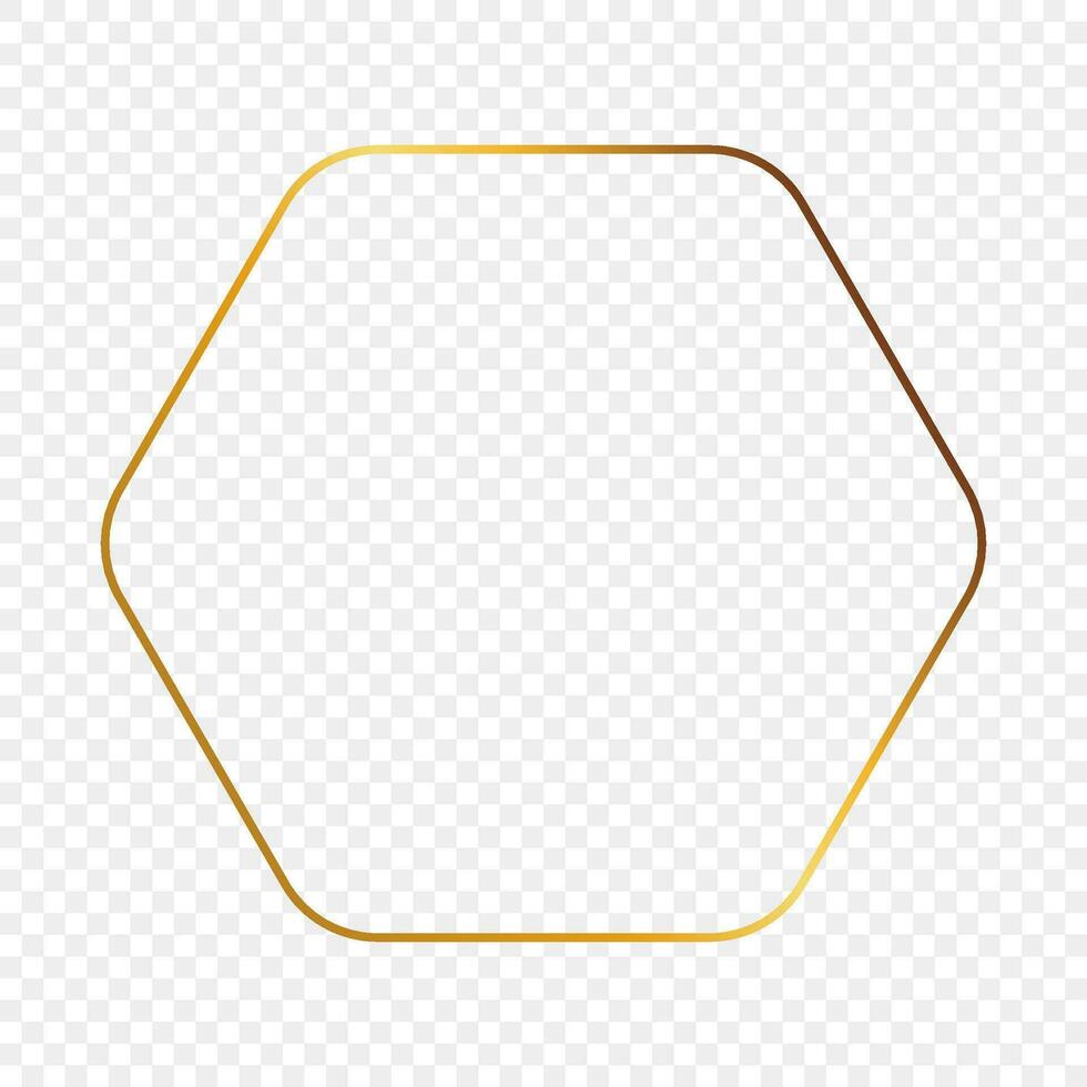 Gold glowing rounded hexagon frame vector
