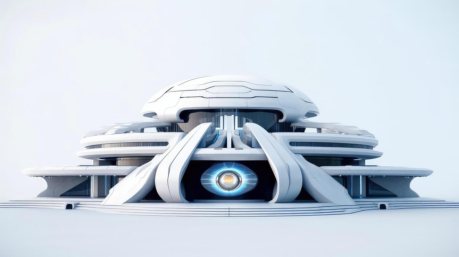 3D futuristic sci-fi white city architecture with organic skyscrapers, for science fiction or fantasy backgrounds, Abstract building, illustration photo