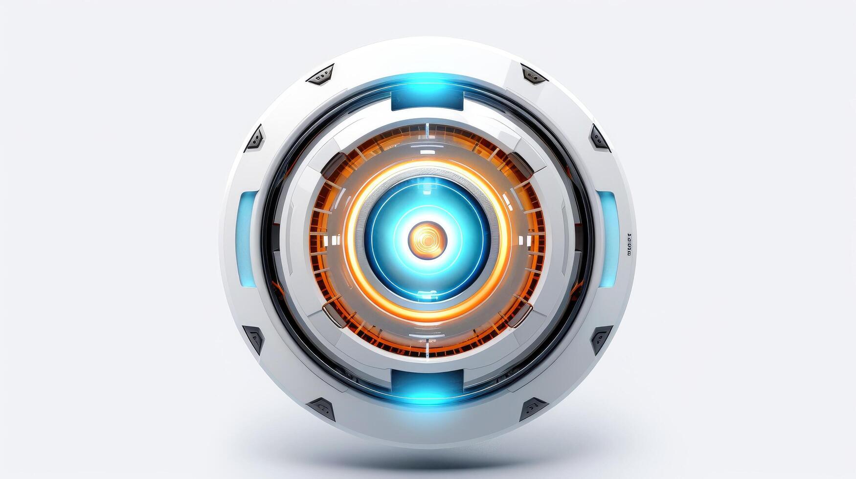 Abstract 3d button, aim control and digital interface, button technology and future tech game, target borders and metallic frames, user data UI display button, illustration photo