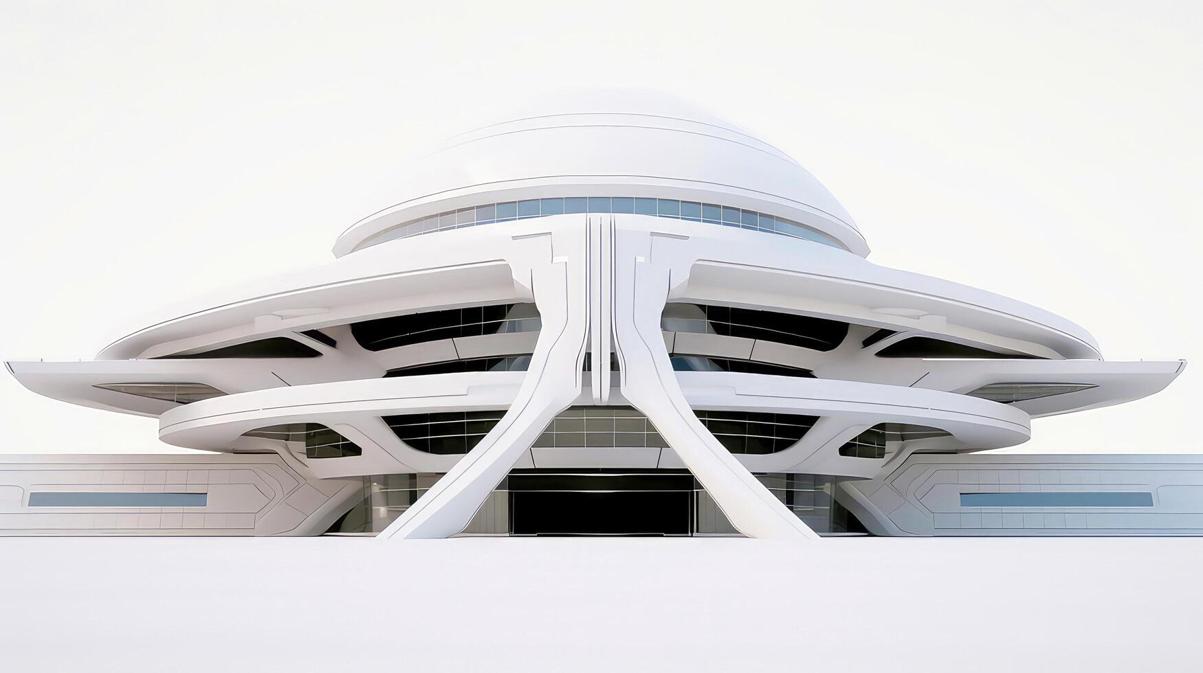 3D futuristic sci-fi white city architecture with organic skyscrapers, for science fiction or fantasy backgrounds, Abstract building, illustration photo