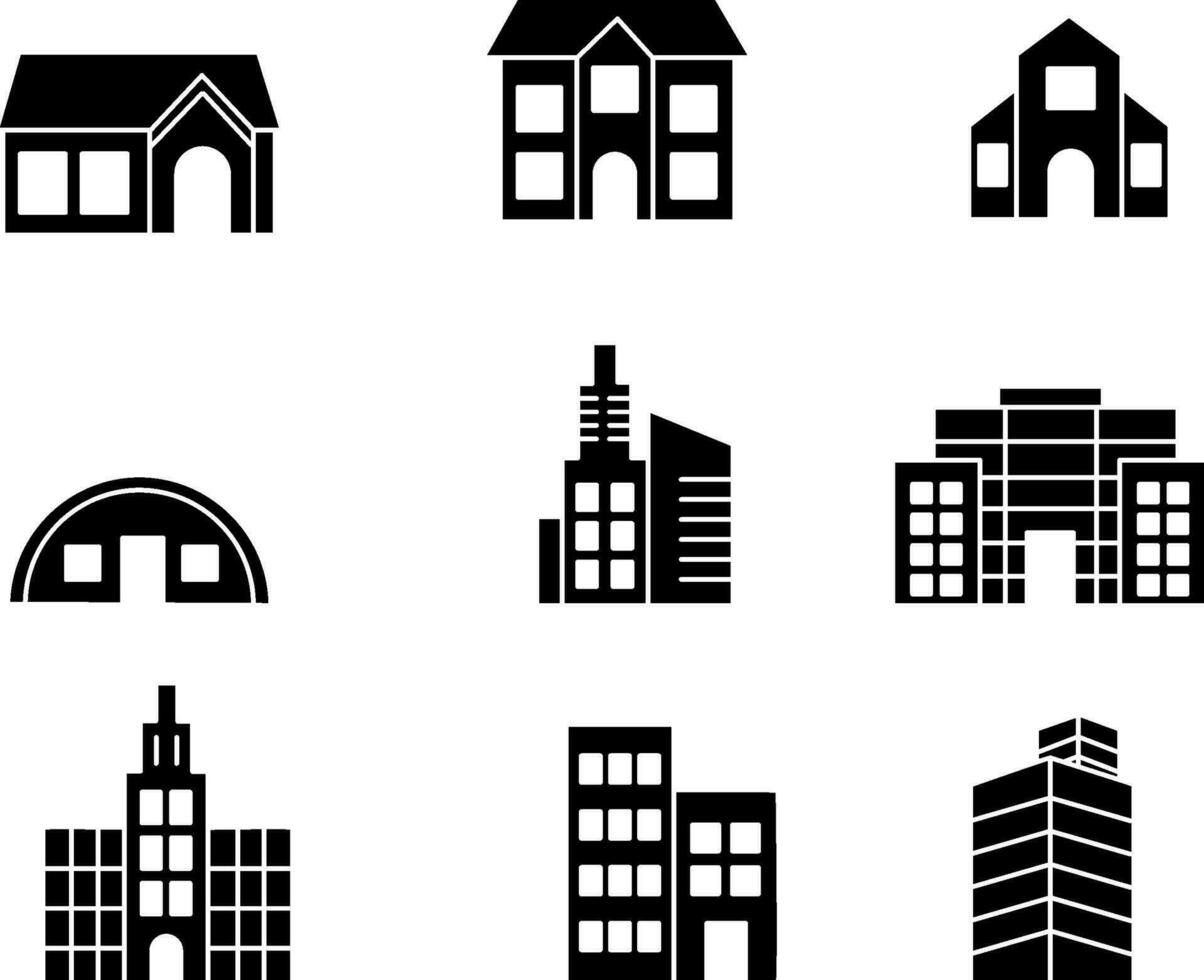 House and building icon set vector