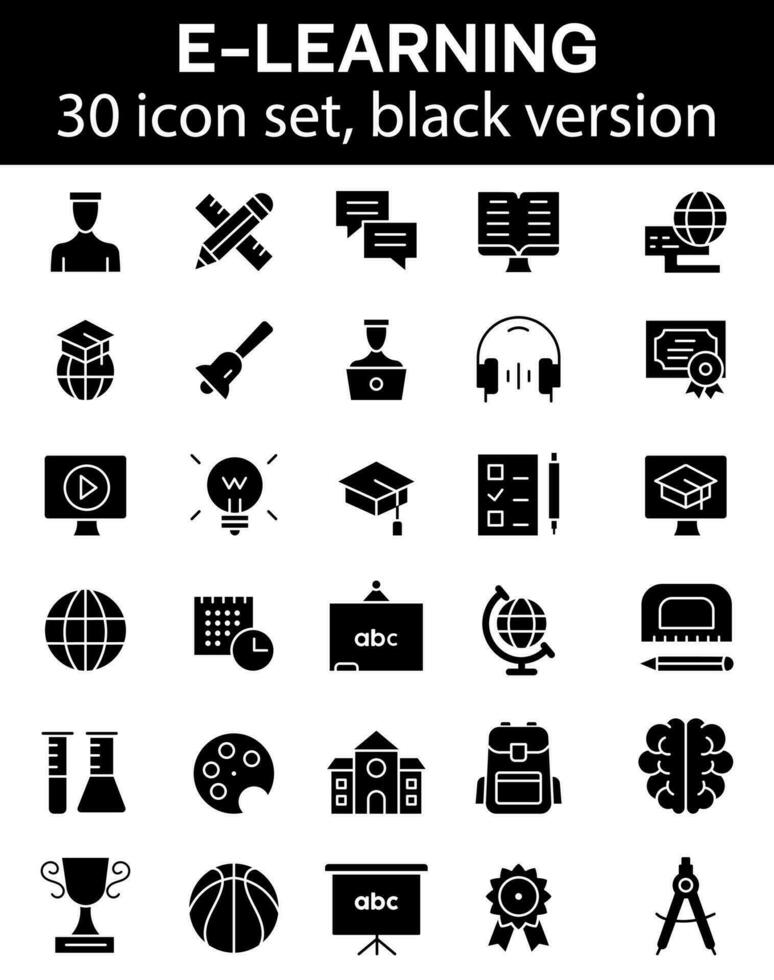 E-learning icons set, online education elements, Outline icons collection. Simple vector illustration.