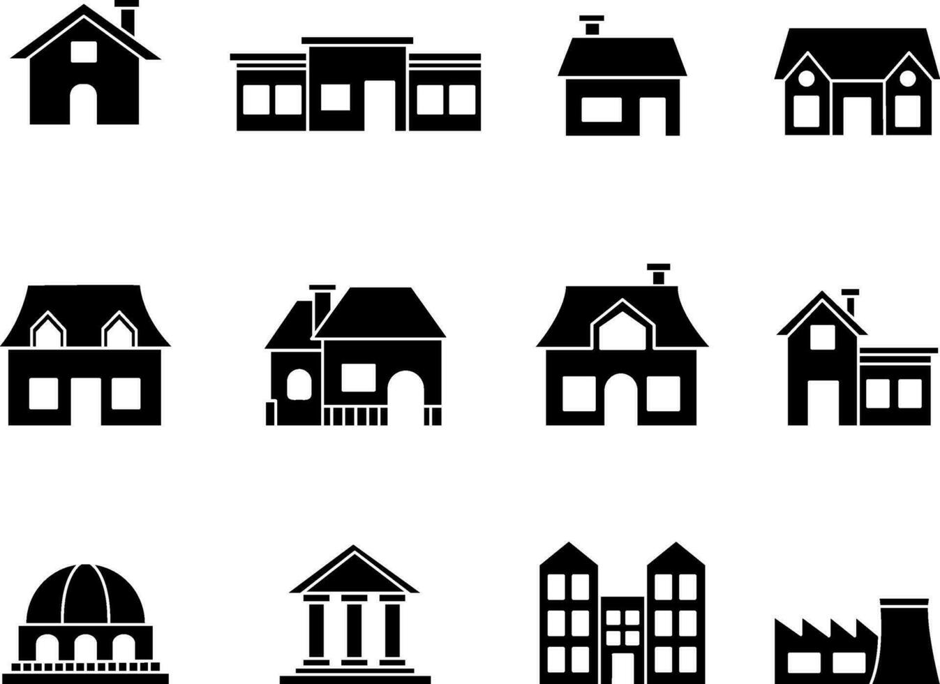 House and building icon set vector