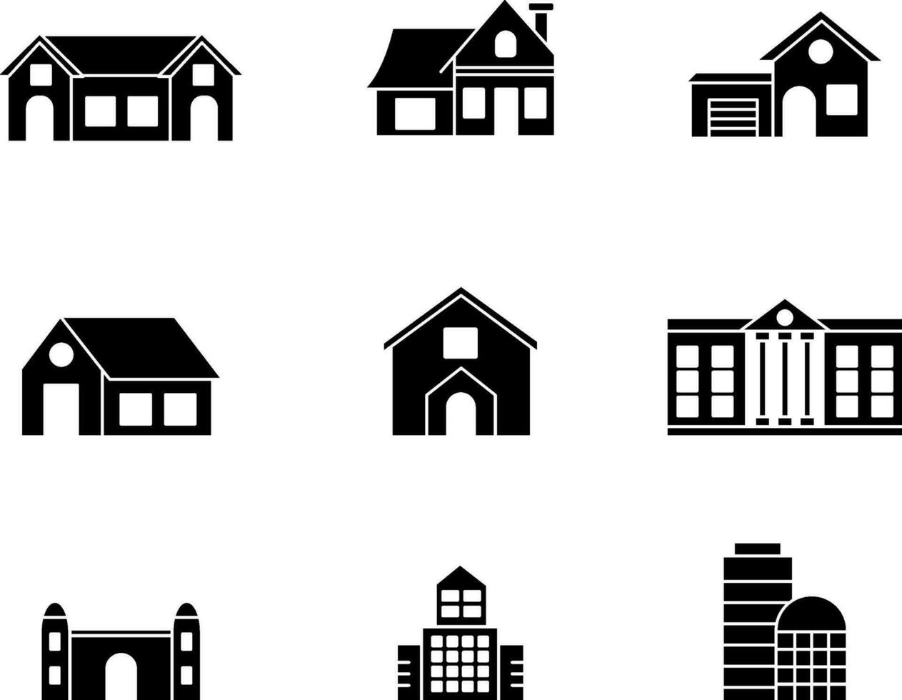 House and building icon set vector