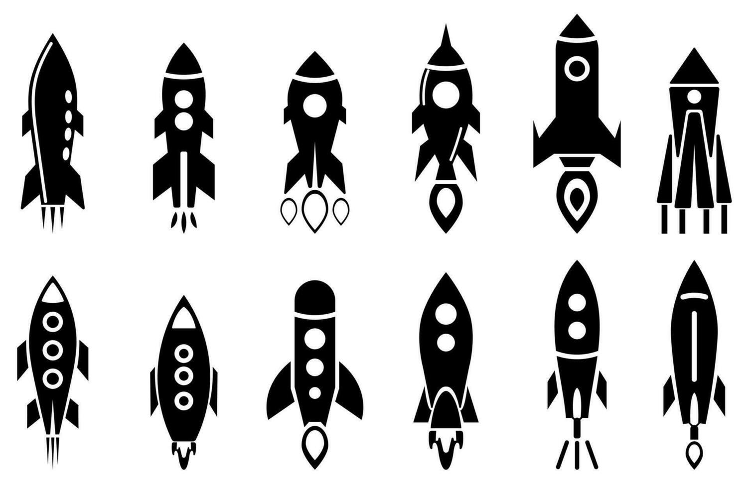 Rocket icon set, simple style vector