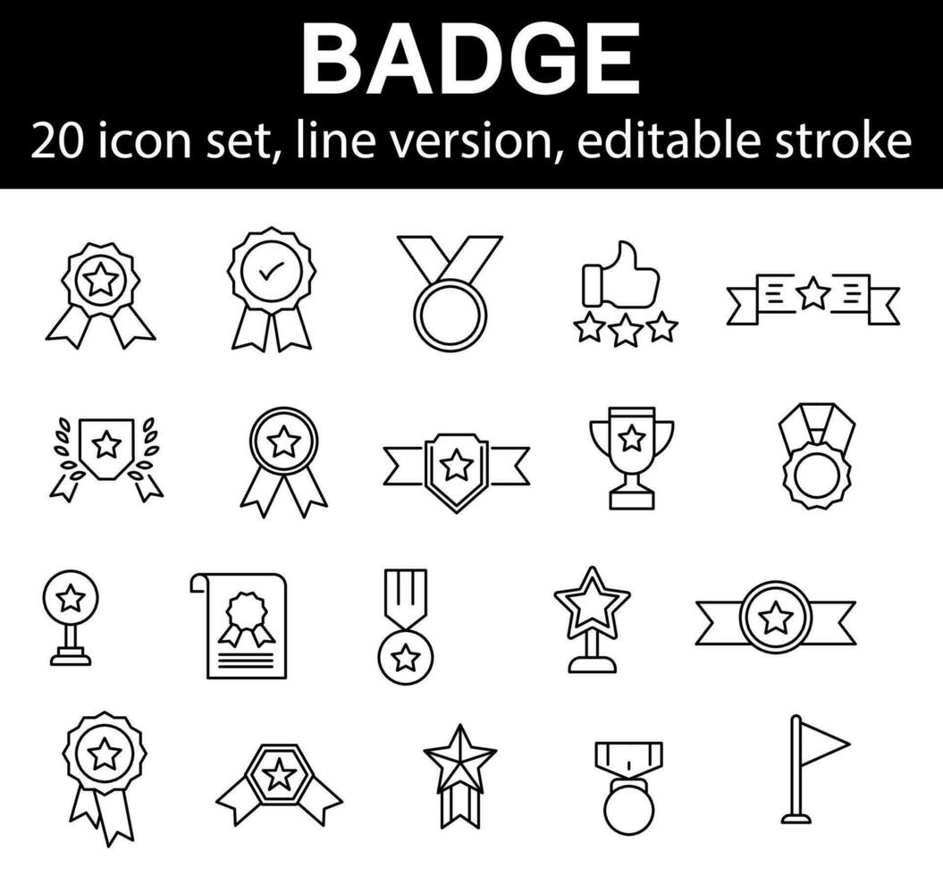 Award and Prize line icons. Badge and Achivement vector icon set.