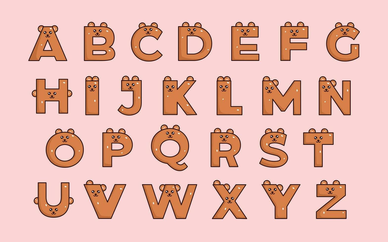 Cute bear alphabet animal font colorful letter vector