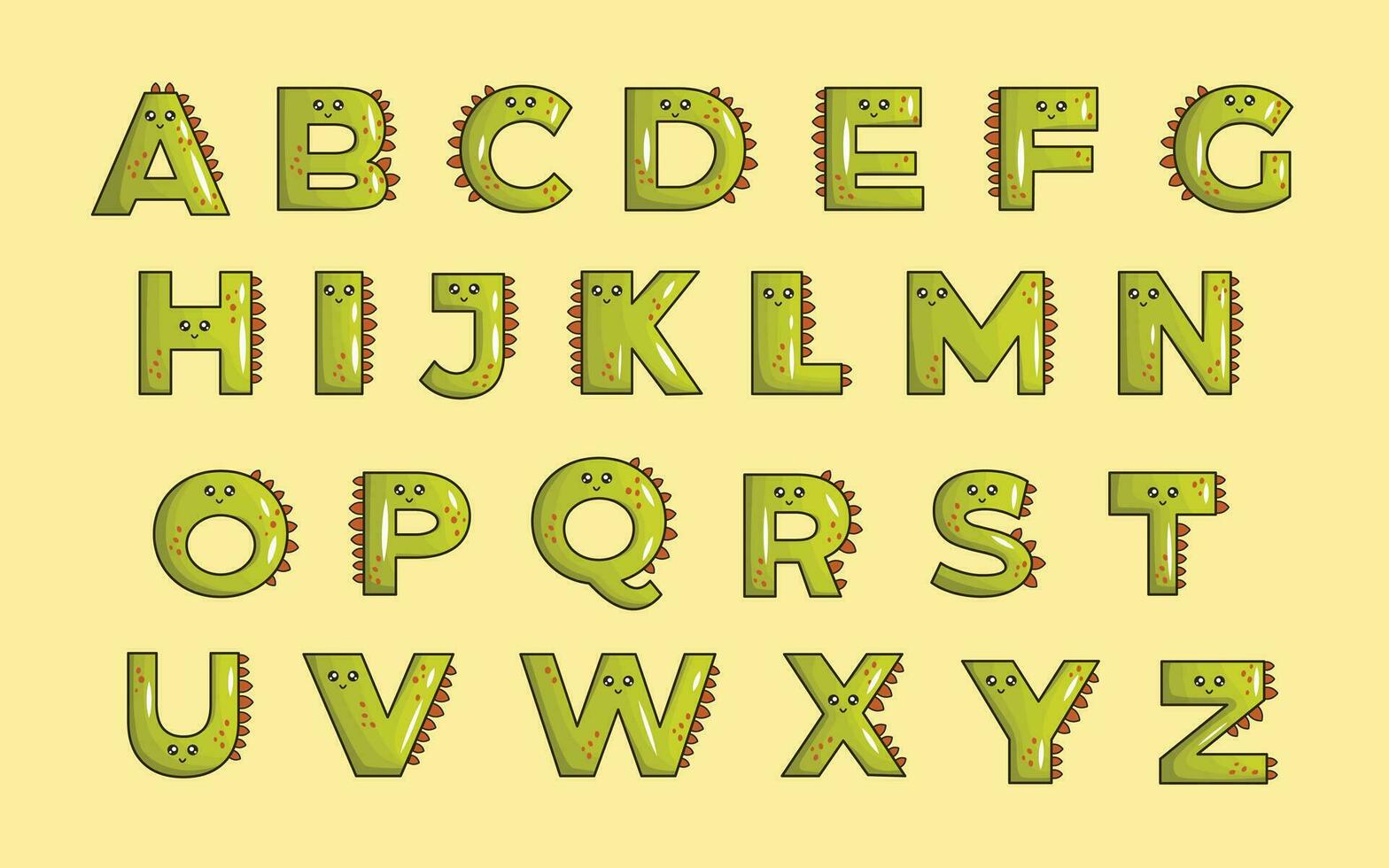 Cute dinosaur alphabet animal font colorful letter vector