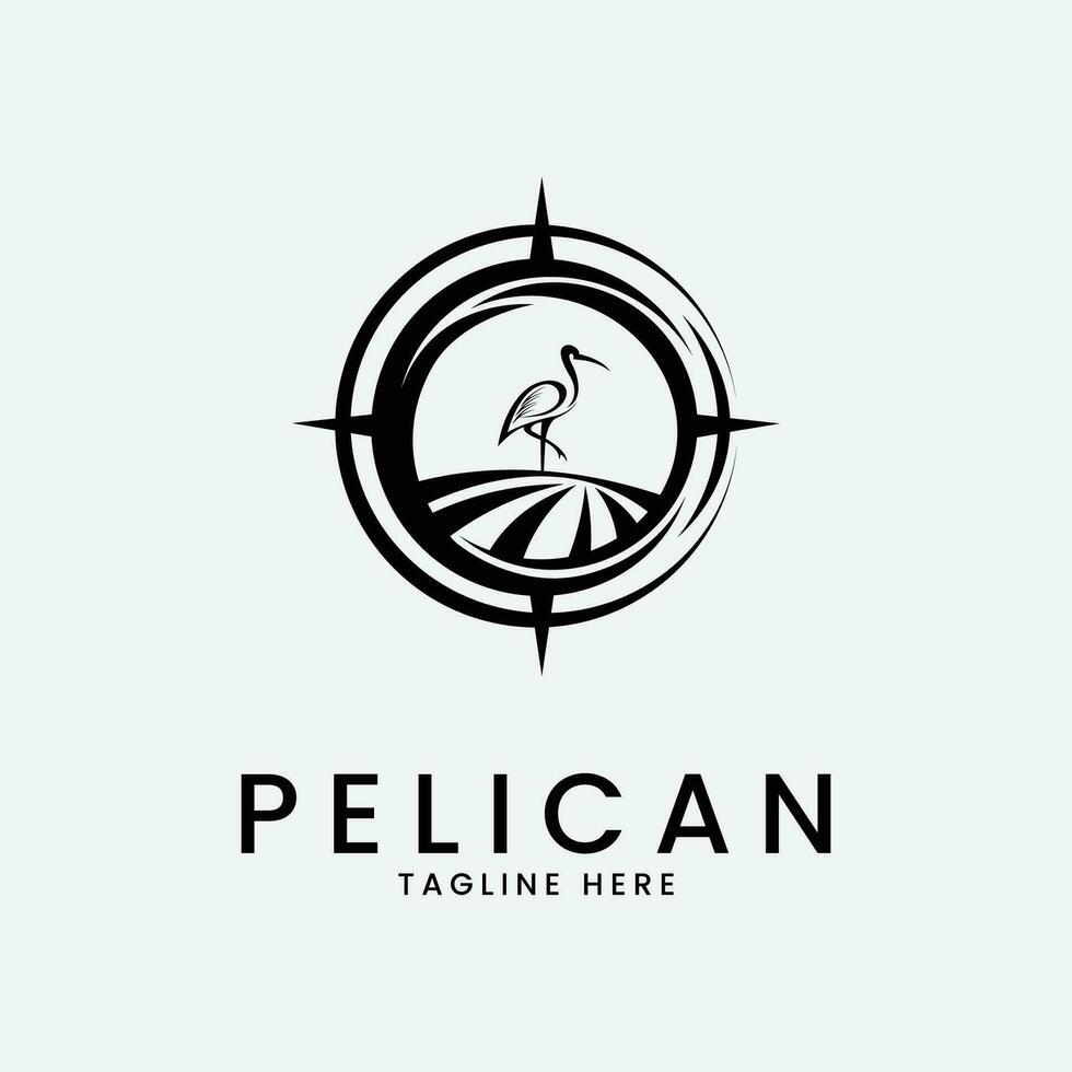 pelican line art design logo illustration icon vector